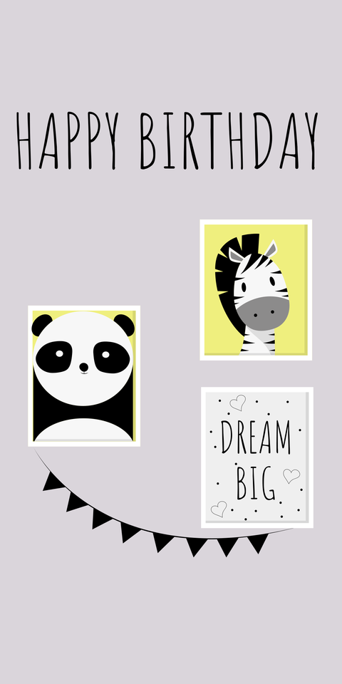 Cartoon Animal Portraits Birthday Sign Template